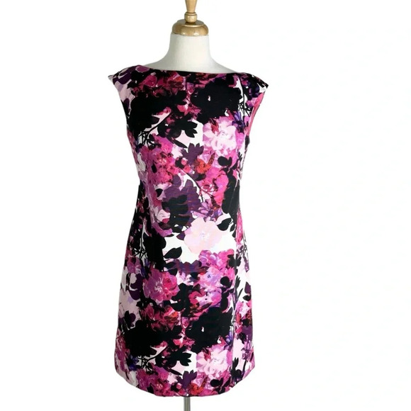 Eliza J Floral Print Faille Sleeveless Floral Sheath Dress Pink Size 6 NWT - Picture 4 of 10